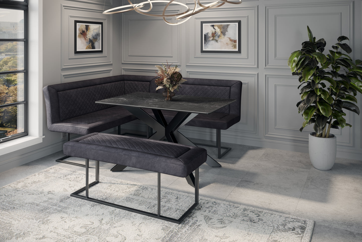 Apollo Corner Bench Set with Dining Table