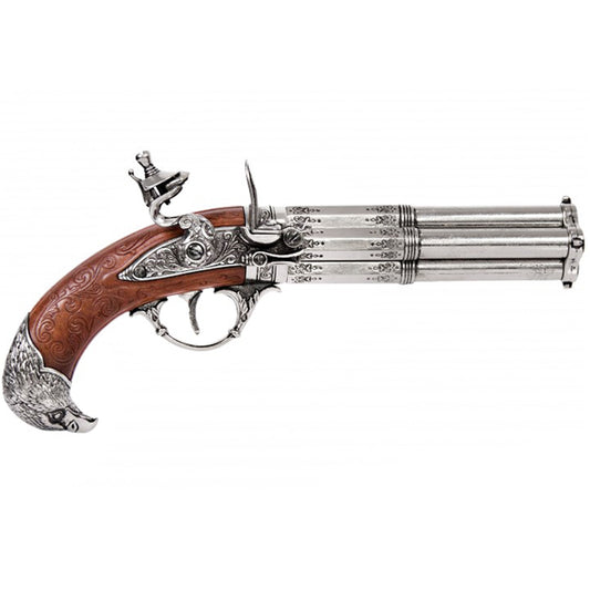 Revolving 4 Barrel Flintlock Pistol