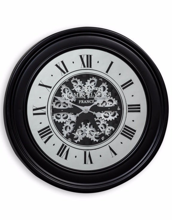 Large Black Cog Clock