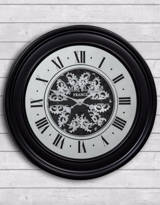 Large Black Cog Clock