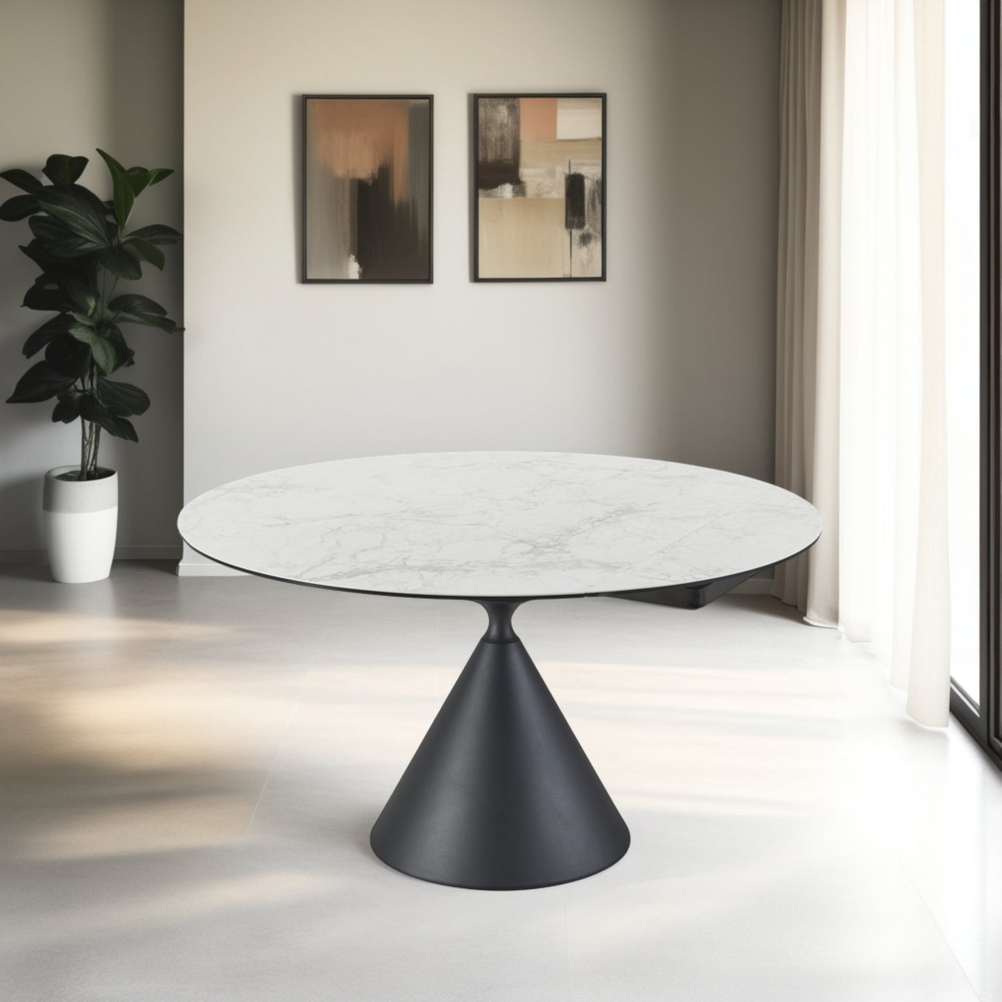 Conical Round Extending Dining Table