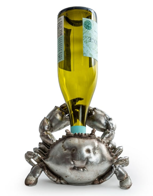 Drink Like a Crab Bottle Holder Silver