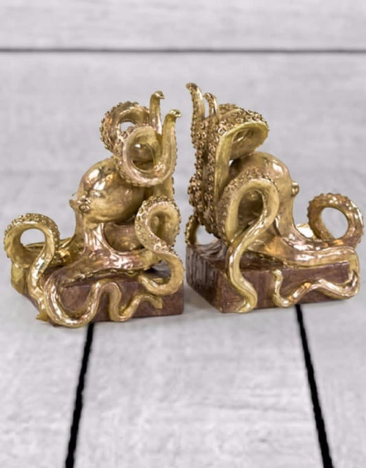 Gold Octopus Bookends