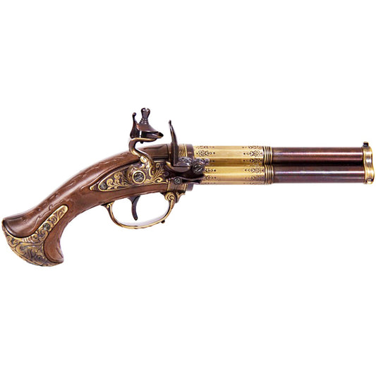 Revolving 3 Barrel Flintlock Pistol