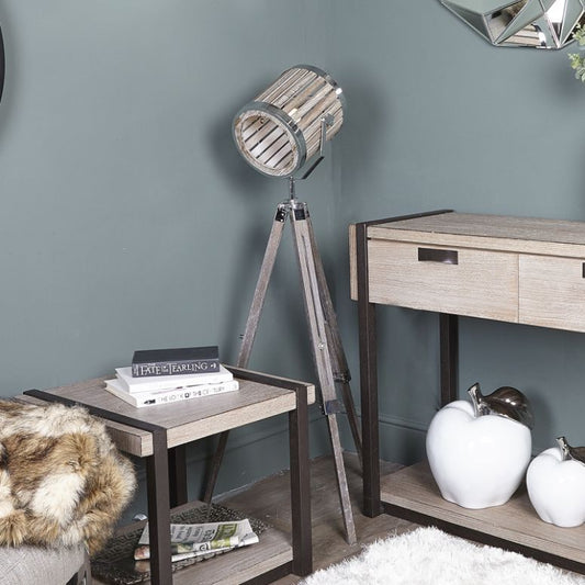 Grey Hollywood Director Floor Lamp