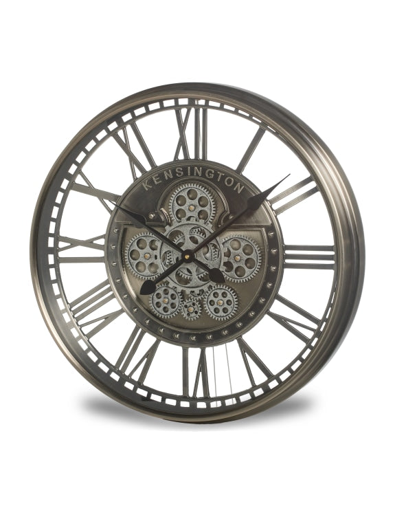 Brushed Antique Silver Cog Clock