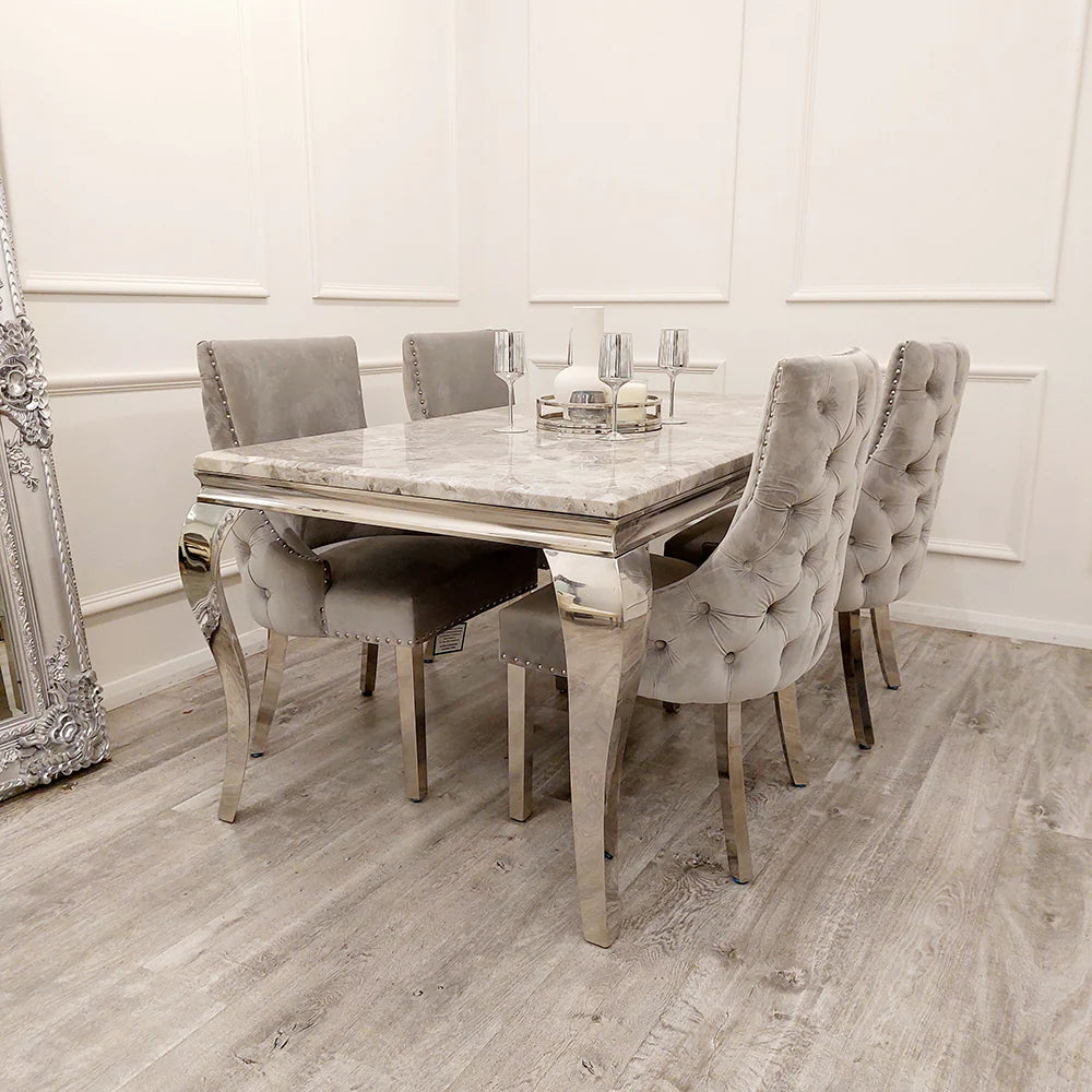 Louis Dining Table and Florence Buttoned Chairs