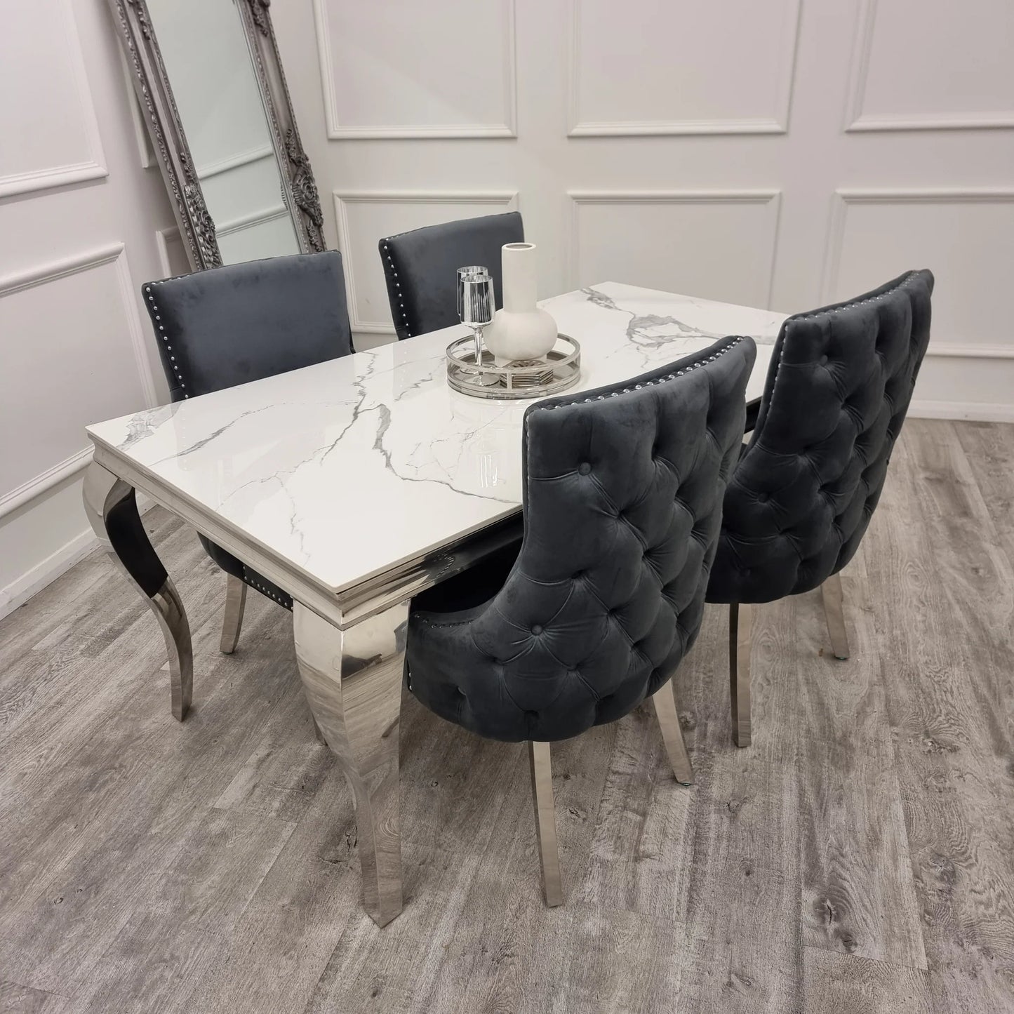 Louis Dining Table and Florence Buttoned Chairs