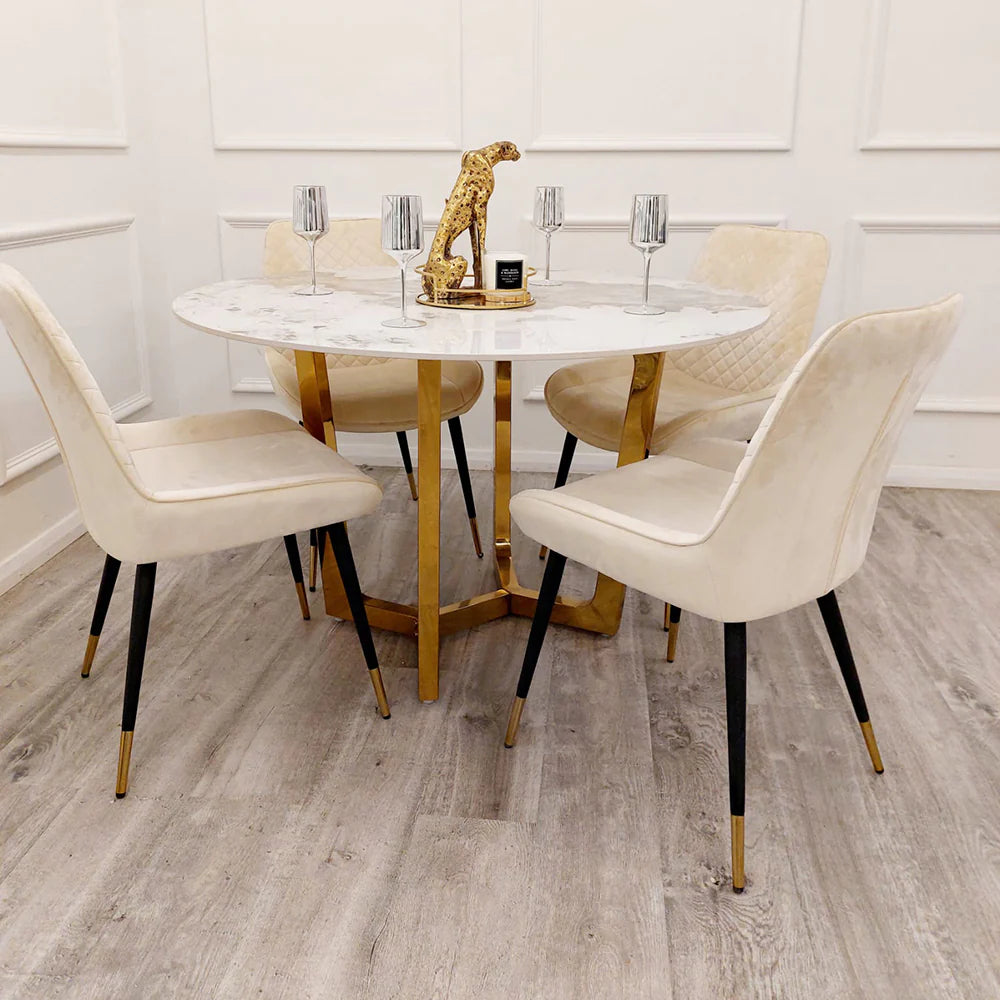 Lucy Round Dining Table and 4 Luca Chairs