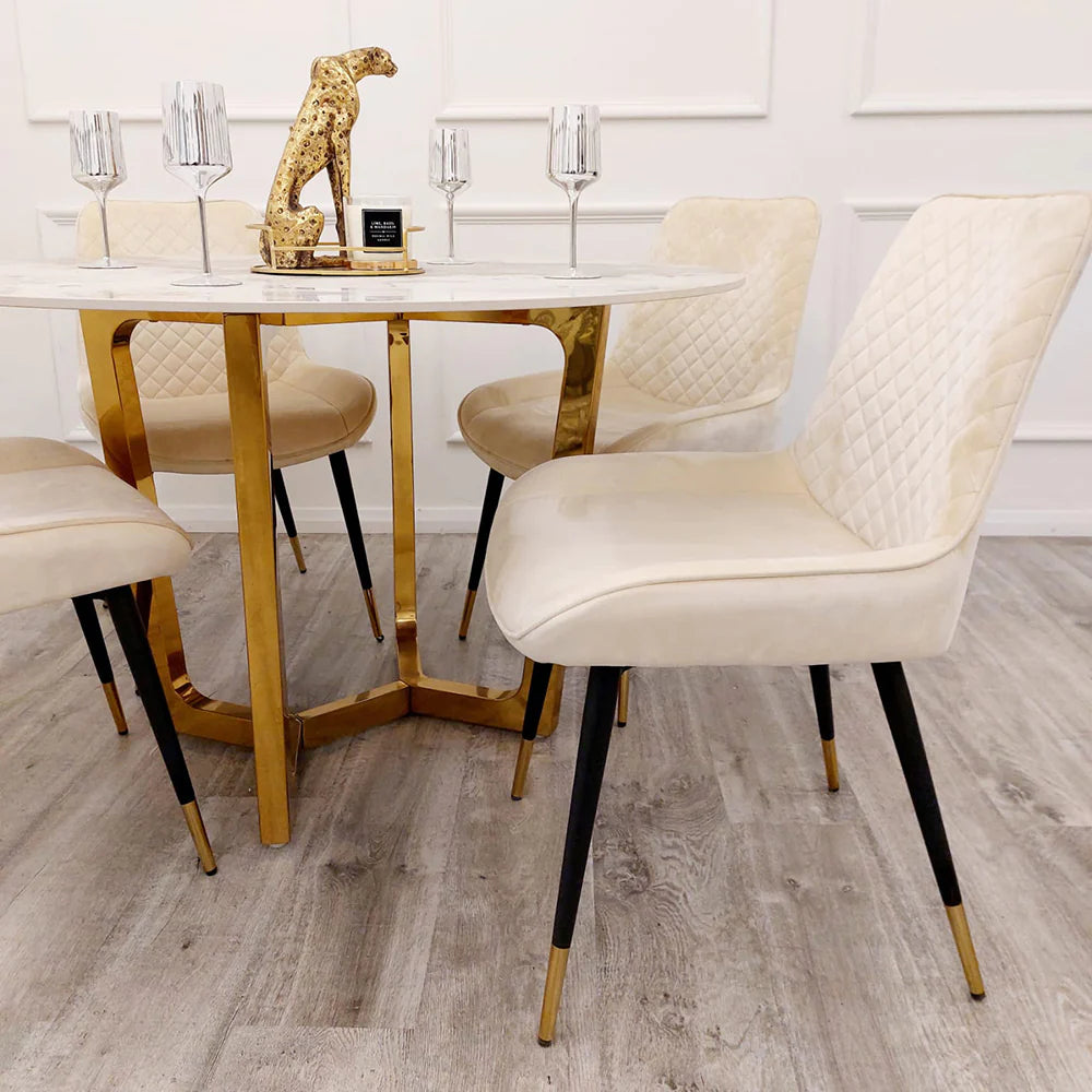 Lucy Round Dining Table and 4 Luca Chairs