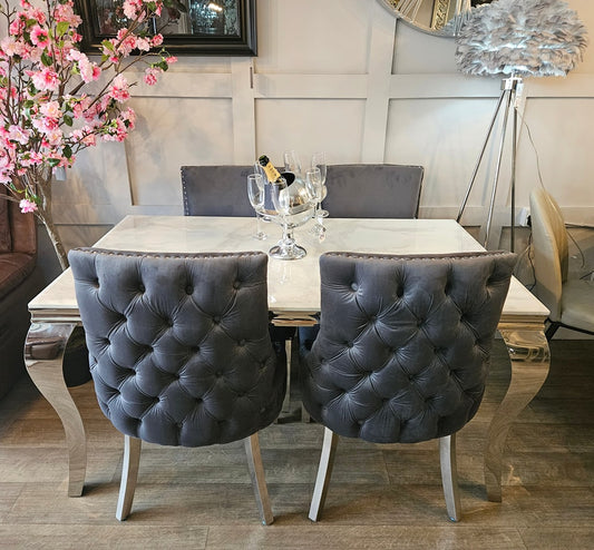 White Louis 1.5m with Florence Chairs