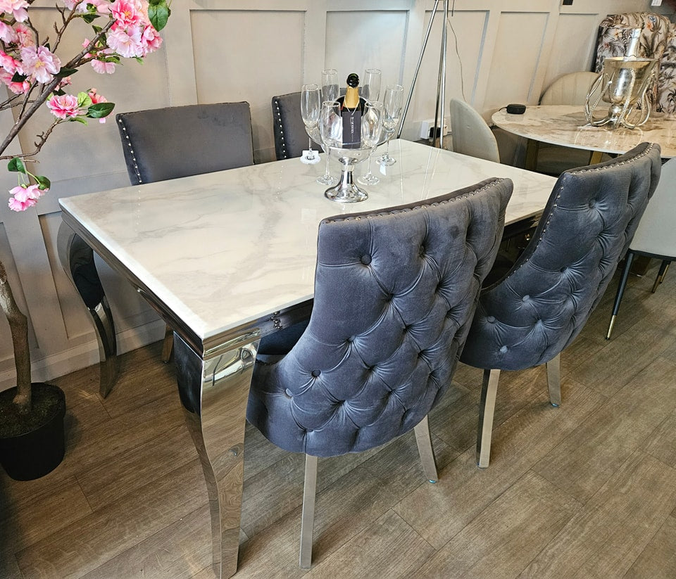 White Louis 1.5m with Florence Chairs