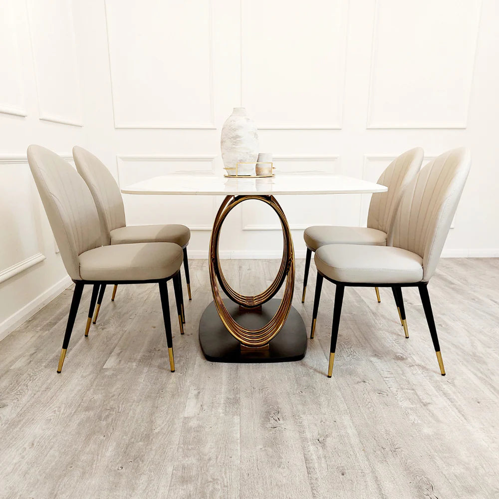 Ariel Dining Table and 4 Elsa Chairs