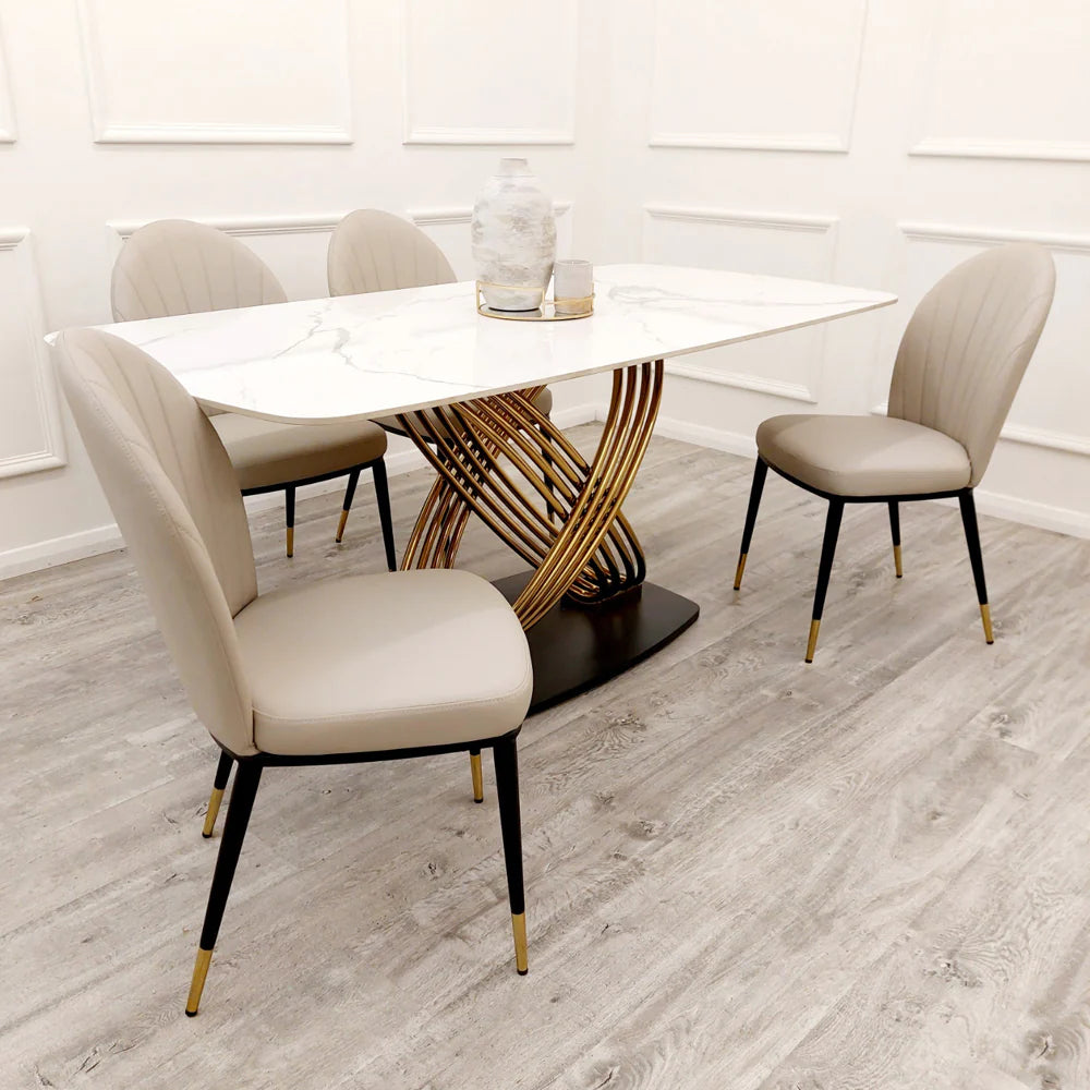 Ariel Dining Table and 4 Elsa Chairs