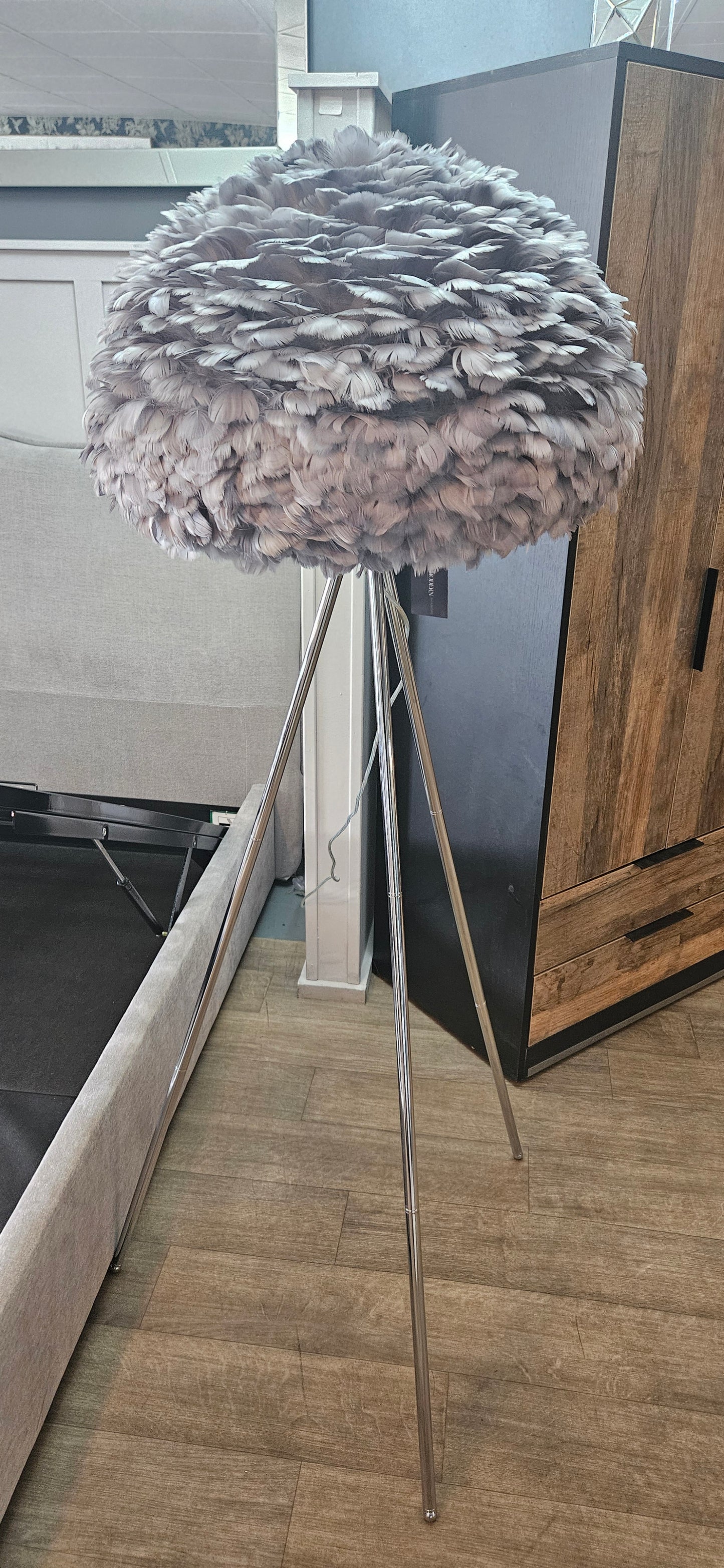 Grey Goose Feather Floor Lamp