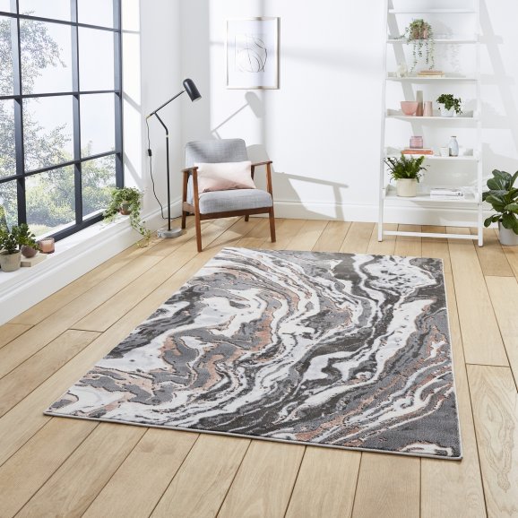 Leo Abstract Rug Grey/Rose