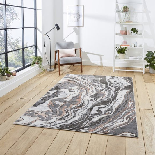 Leo Abstract Rug Grey/Rose