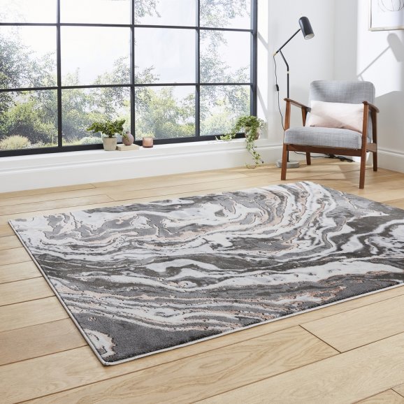 Leo Abstract Rug Grey/Rose