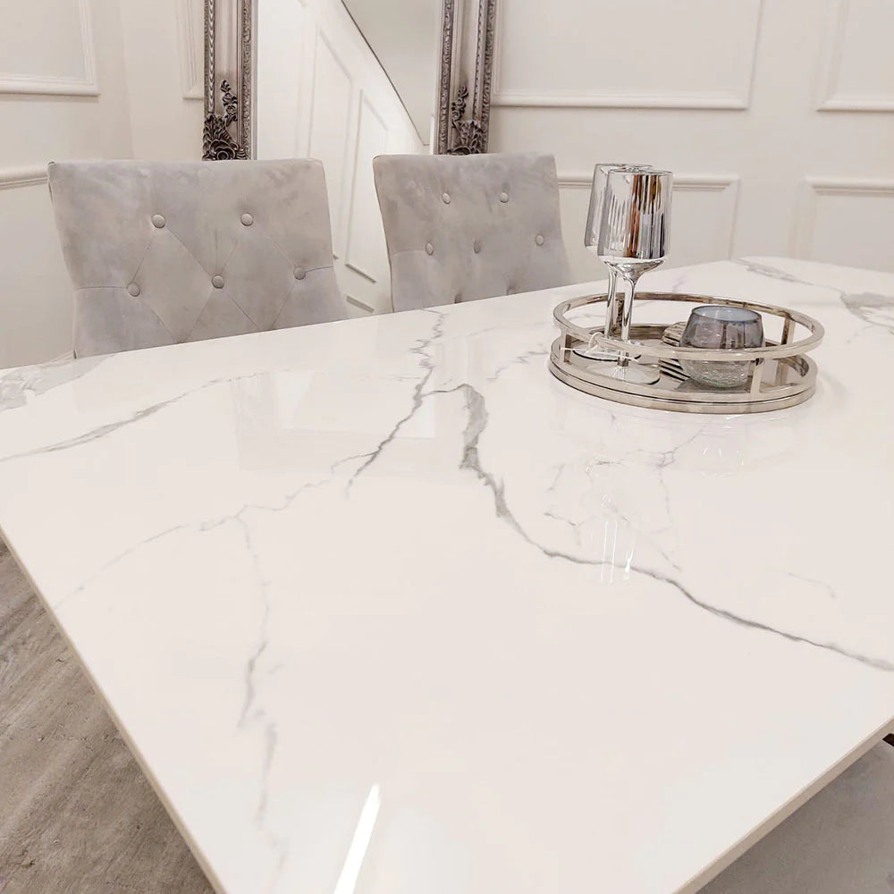 Silver Lucy 1.6 Dining Table and Chelsea Dining Chairs