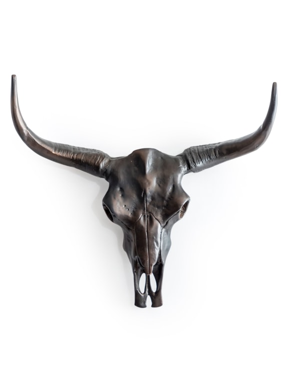 Large Aluminium Antique Bull Wall Skull
