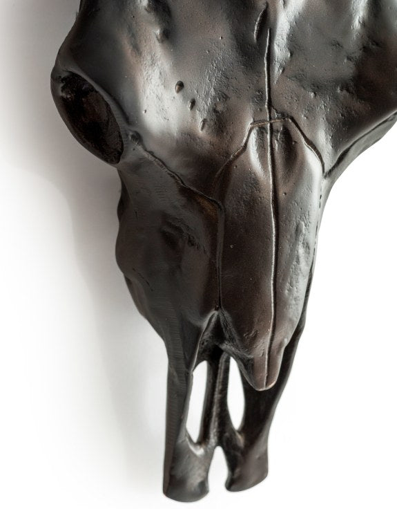 Large Aluminium Antique Bull Wall Skull